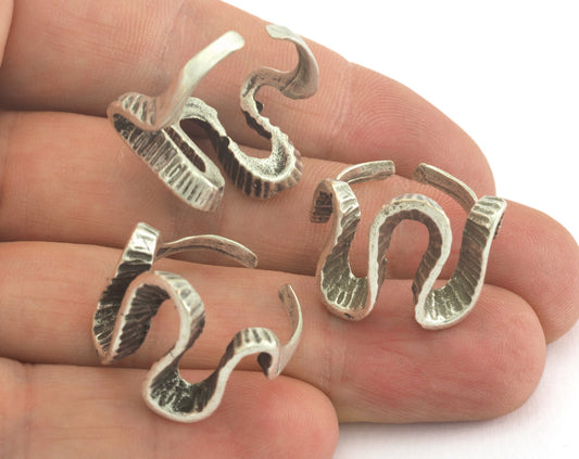 Organic Shape Adjustable Ring Antique Silver Plated brass (18mm 7.5US inner size) OZ3493