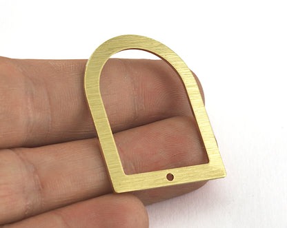 Brushed Semi Circle Rectangle streaked (optional holes) Connector Charms Raw Brass 35x28mm 0.8mm thickness Findings OZ3529-220