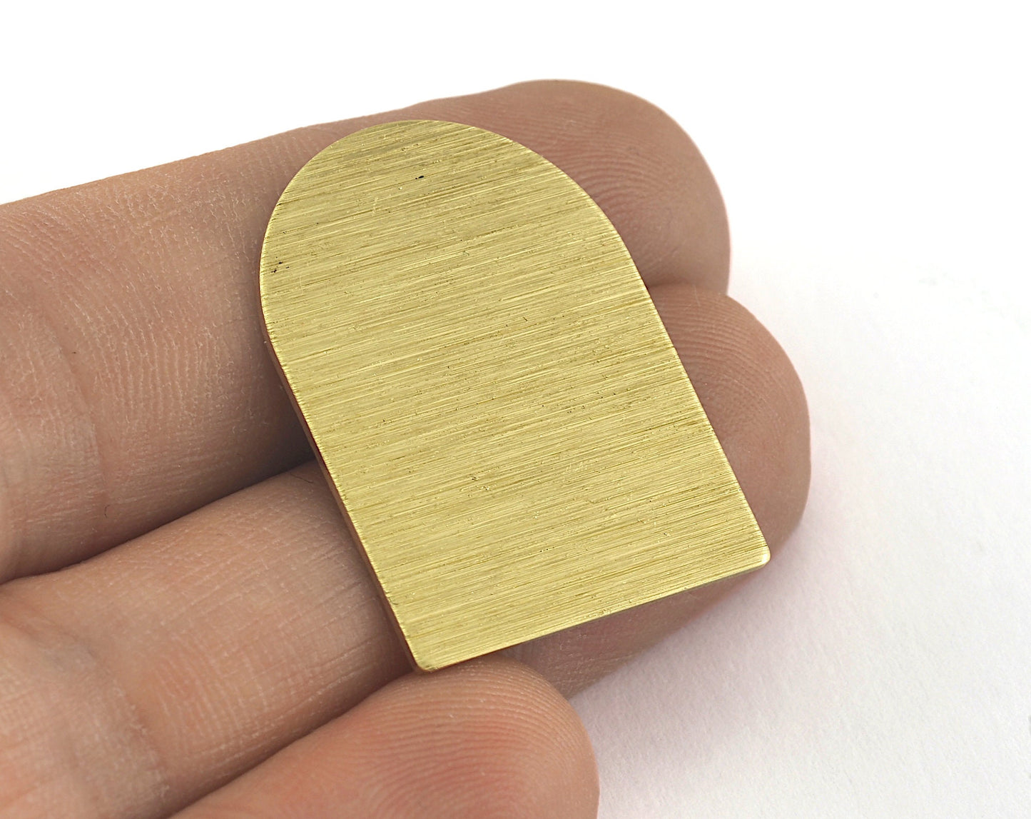 Brushed Semi Circle Rectangle no hole Charms Raw Brass 28x21mm 0.8mm thickness Findings OZ3534-360