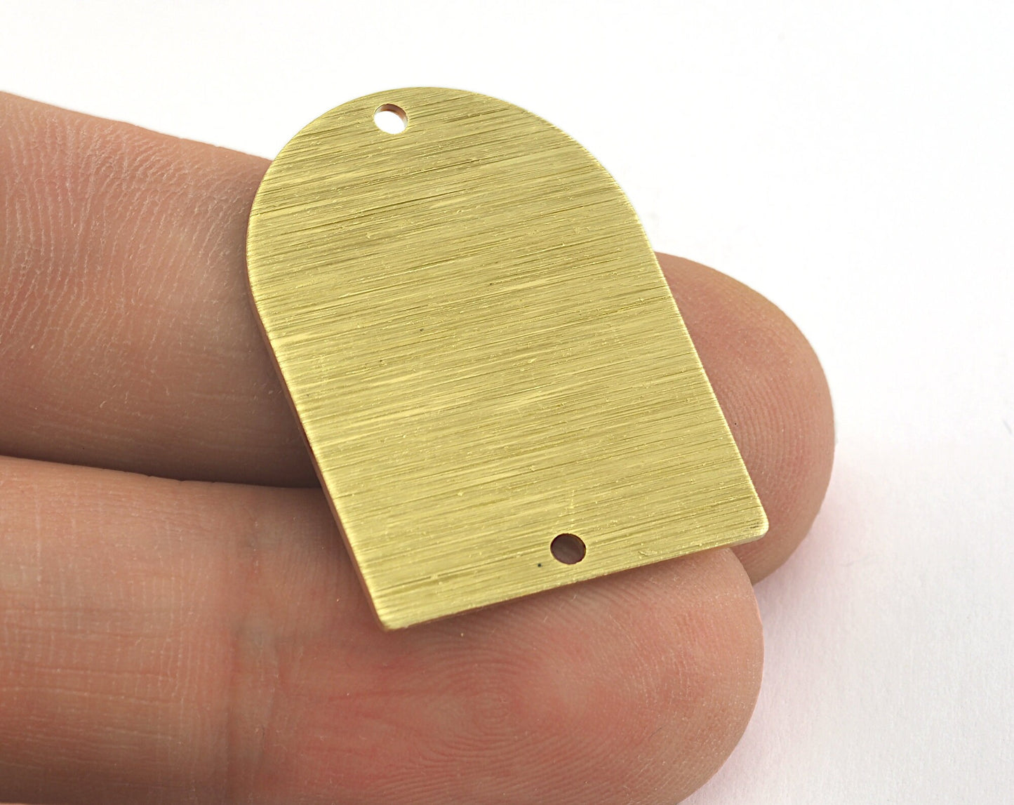 Brushed Semi Circle Rectangle 2 holes Charms Raw Brass 28x21mm 0.8mm thickness Findings OZ3535-360