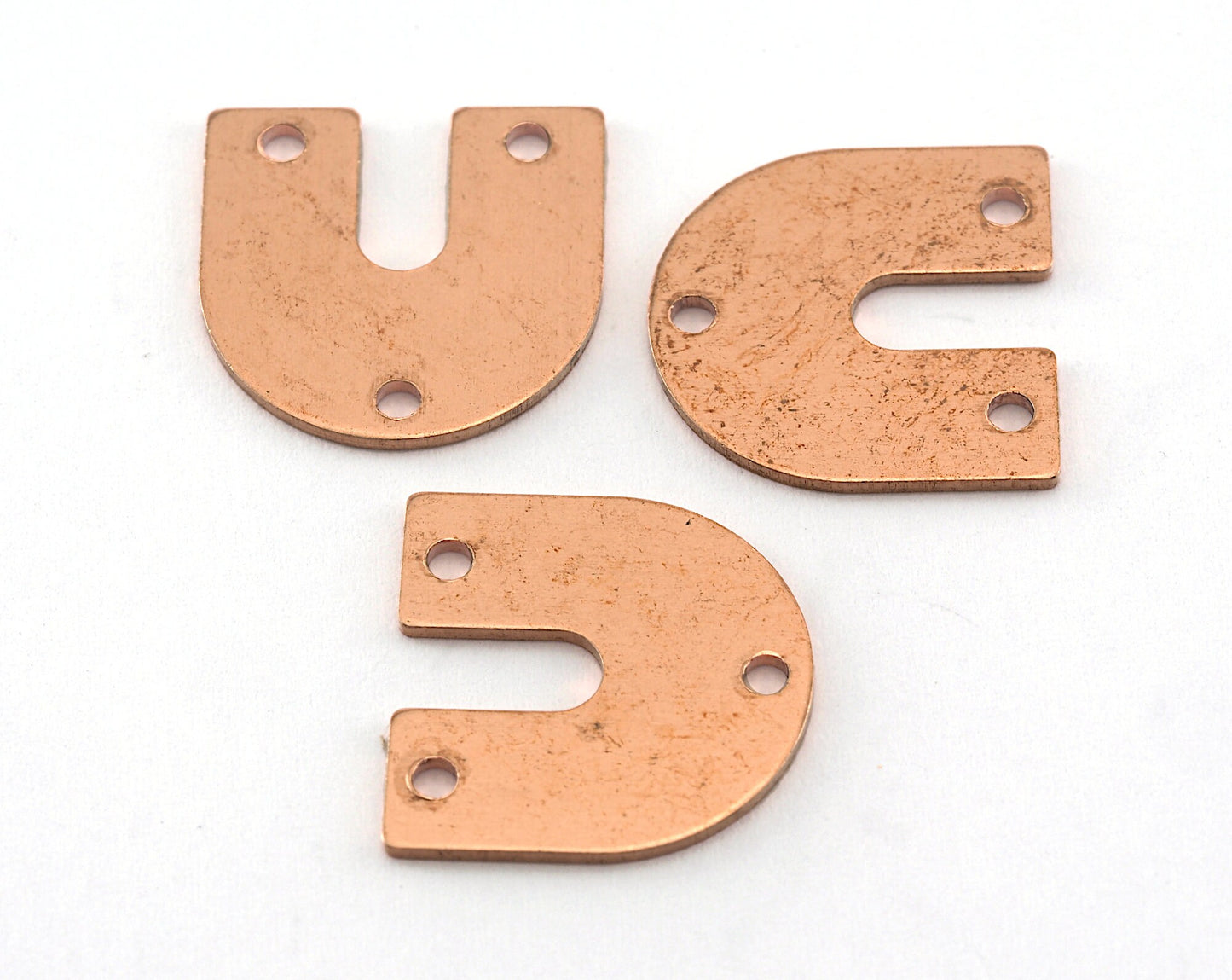 Magnet shape semi circle 3 hole 15x15x0.8mm raw copper findings scs oz3550-120