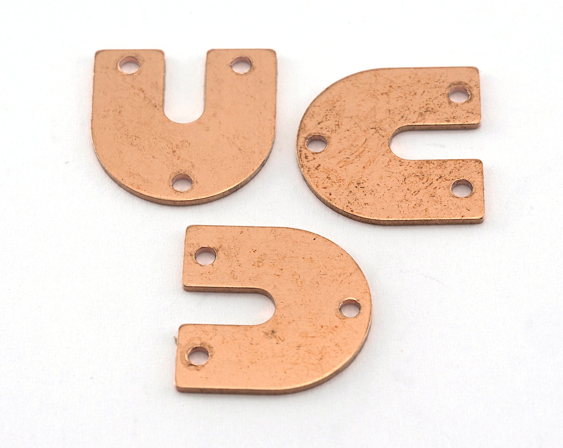 Magnet shape semi circle 3 hole 15x15x0.8mm raw copper findings scs oz3550-120