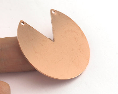 Geometric (Circular Sector) Charms Tag Raw Copper 37mm 0.8mm 2 hole Findings OZ3555-630