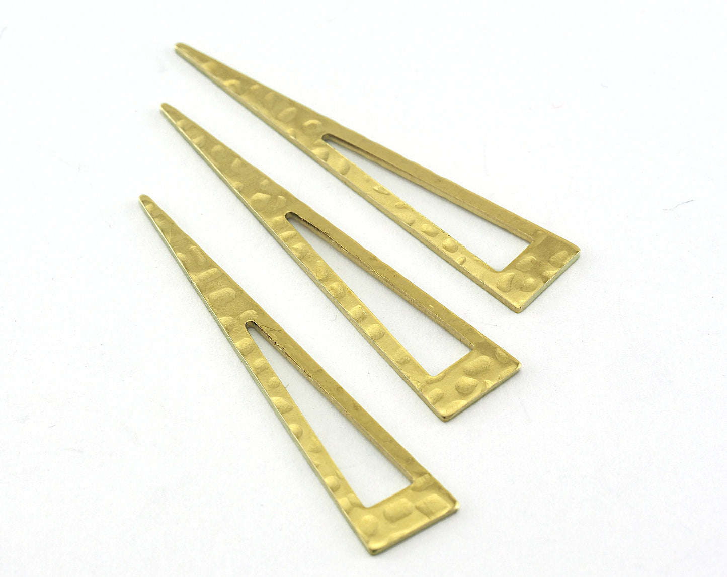 Triangle hammered raw brass 40x8mm (0.8mm thickness) no hole charms findings OZ3567-90