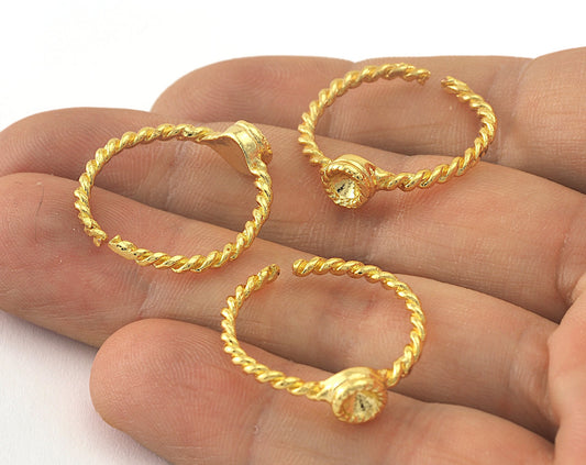 Ring Swirl Adjustable Ring Bezel - Shiny Gold Plated brass (18.5mm 8.5US inner size - Adjustable ) OZ2714