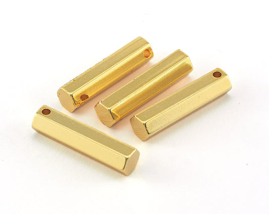 Hexagon Gold Plated Brass Bar Stamping 6x25mm 1 hole rod sbl625 OZ3506-630