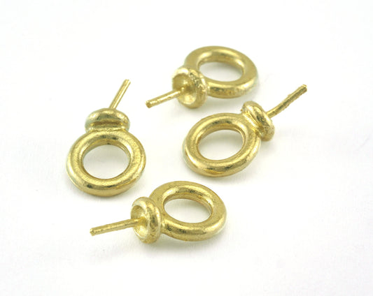 Pearl Holder, Peg upeyes screw eyes, Cup, raw brass, inner hole 5mm oz983-72