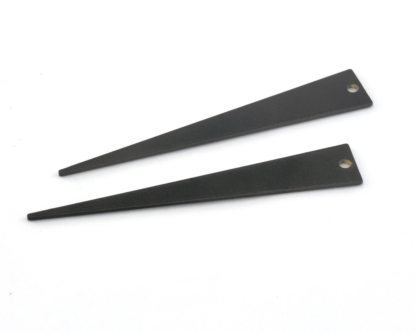 Long Triangle black painted brass 8x50mm (0.8mm thickness) 1 hole charms findings OZ4708-150