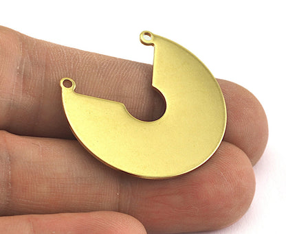 Geometric (Circular Sector) 2 Loop Charms Tag Raw Brass 31x27mm 0.8mm 2 hole Findings OZ3568-350