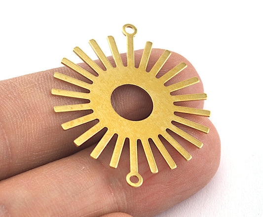 Sun Charms Connector 36x30mm 2 hole Raw brass findings OZ3572-150