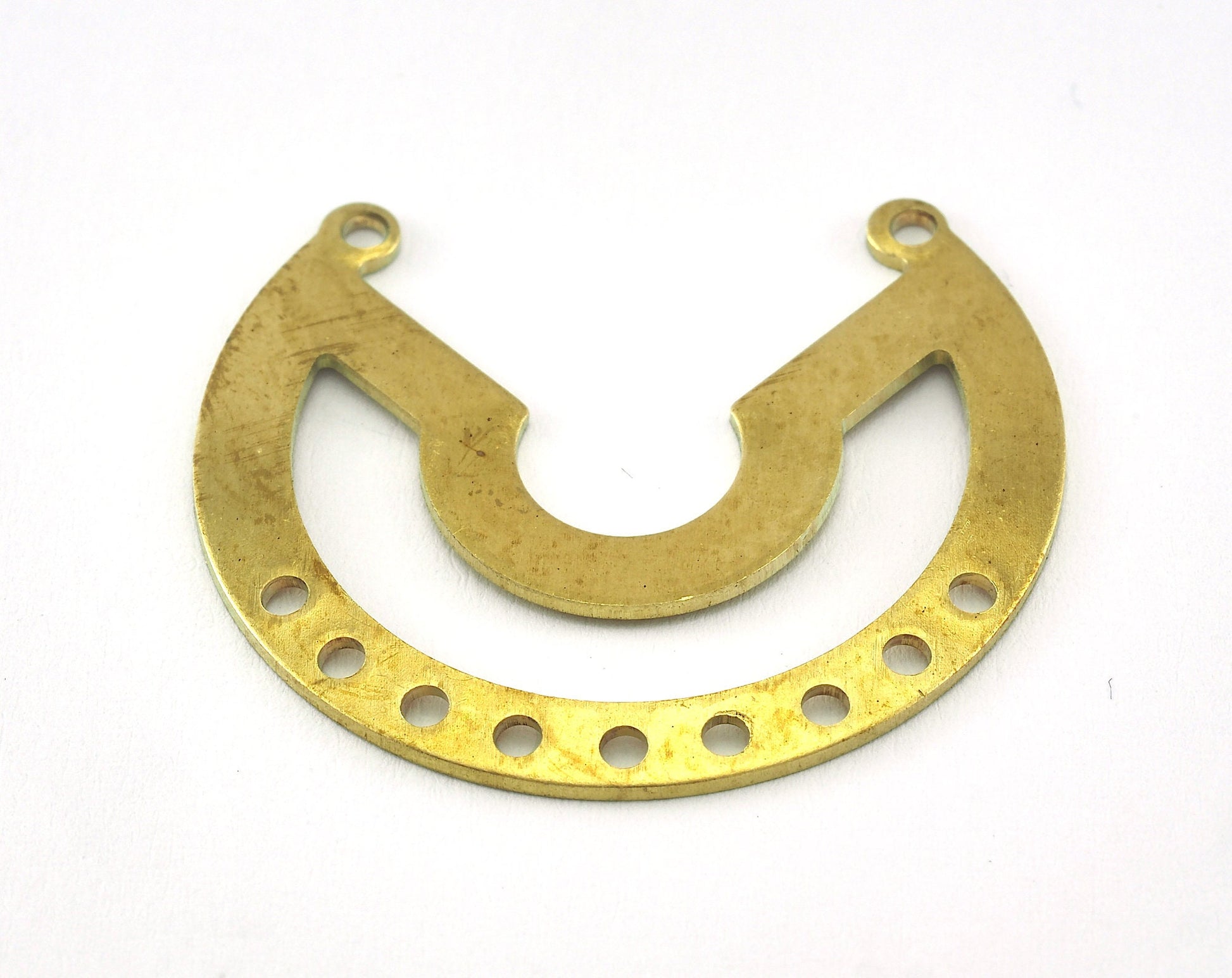 Geometric (Circular Sector) 2 Loop Charms Tag Raw Brass 31x27mm 0.8mm 9 hole Findings OZ3577-230