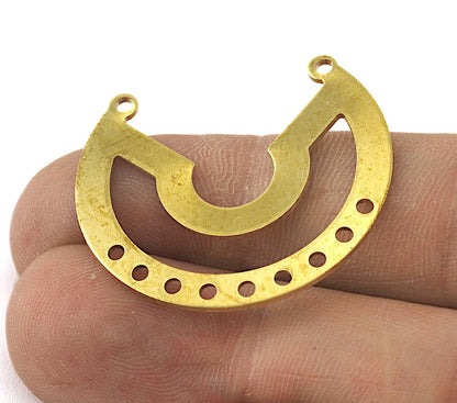 Geometric (Circular Sector) 2 Loop Charms Tag Raw Brass 31x27mm 0.8mm 9 hole Findings OZ3577-230