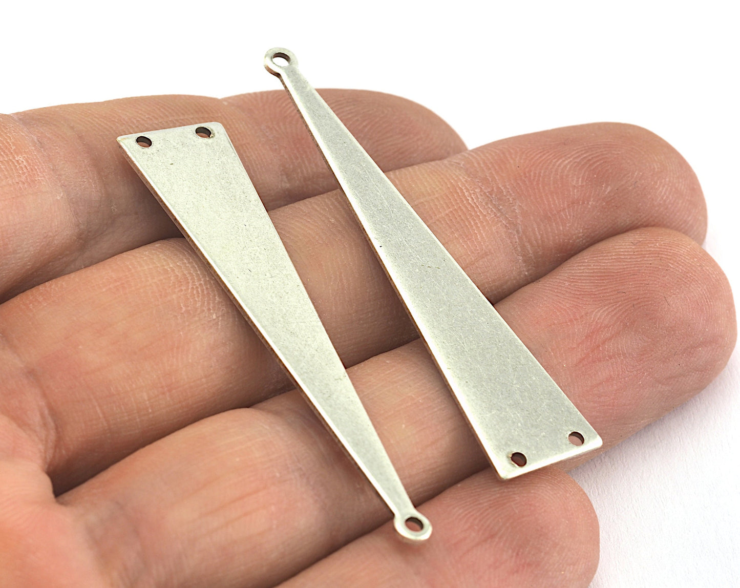 Long Triangle Antique Silver Plated brass 50x11mm (0.8mm thickness) 3 hole charms findings OZ3582-220