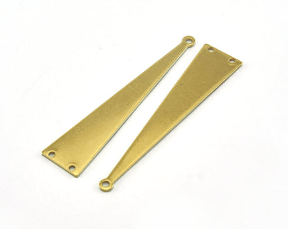 Long Triangle raw brass 50x11mm (0.8mm thickness) 3 hole charms findings OZ3582-220