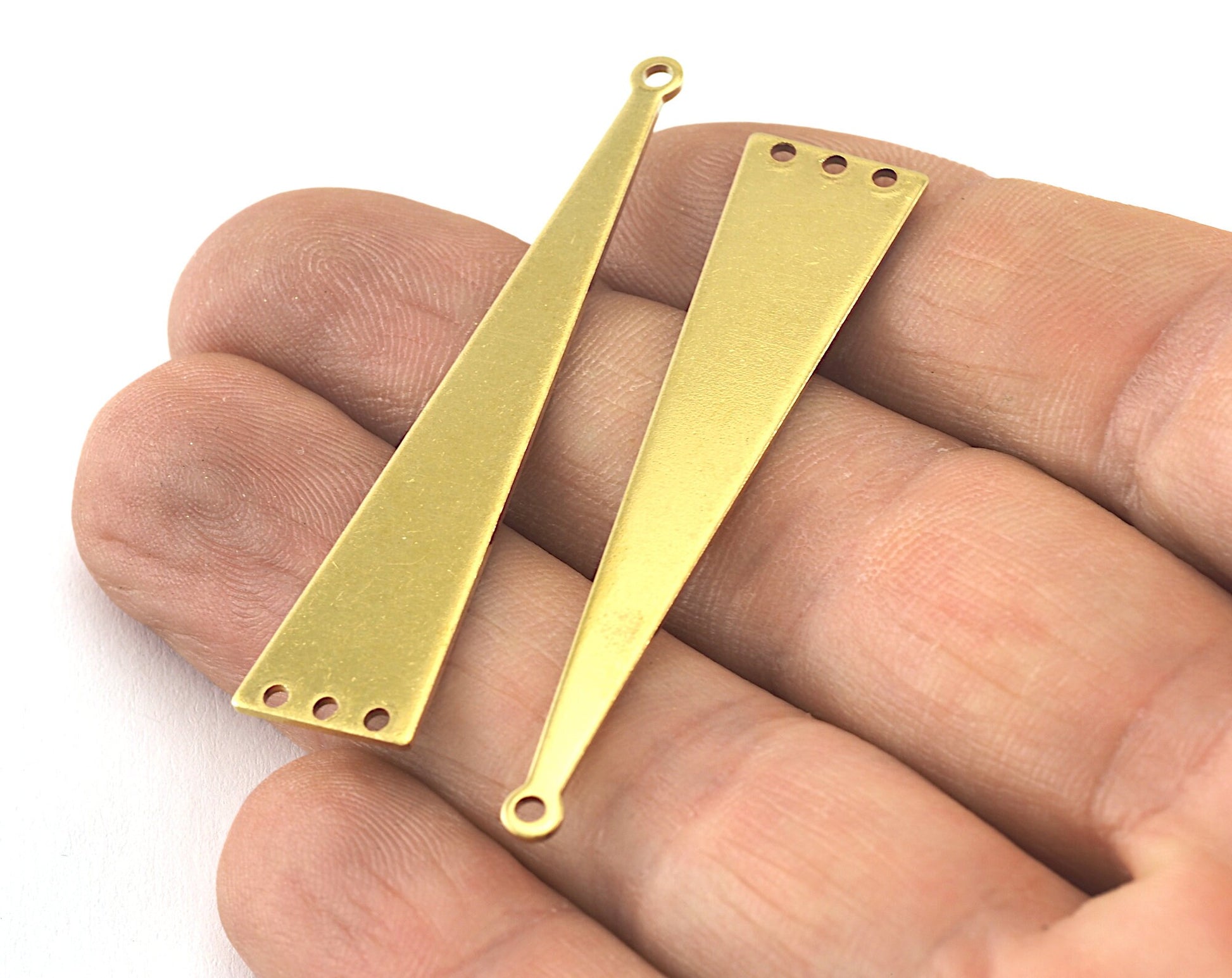 Long Triangle raw brass 50x11mm (0.8mm thickness) 4 hole charms findings OZ3583-220