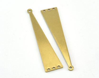 Long Triangle raw brass 50x11mm (0.8mm thickness) 4 hole charms findings OZ3583-220