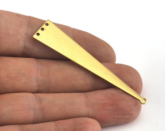 Triangle raw brass 60x13mm (0.8mm thickness) 4 hole charms findings OZ3586-300