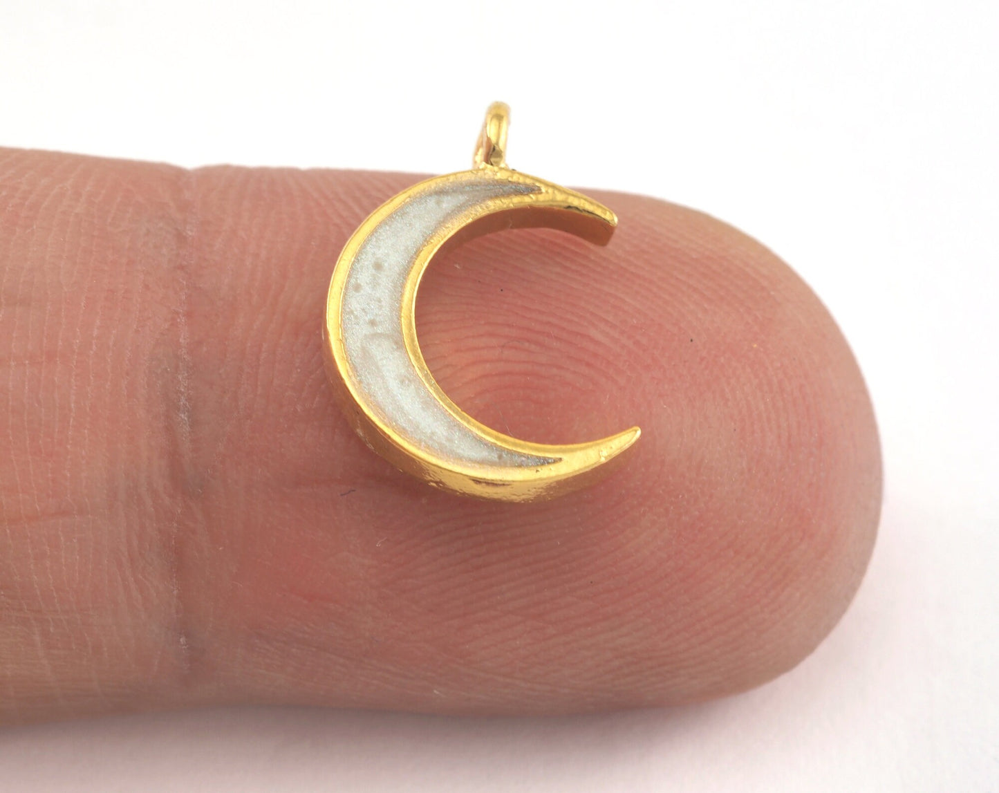 Crescent Enamel Charms Gold Plated Brass 15x10mm findings OZ3474