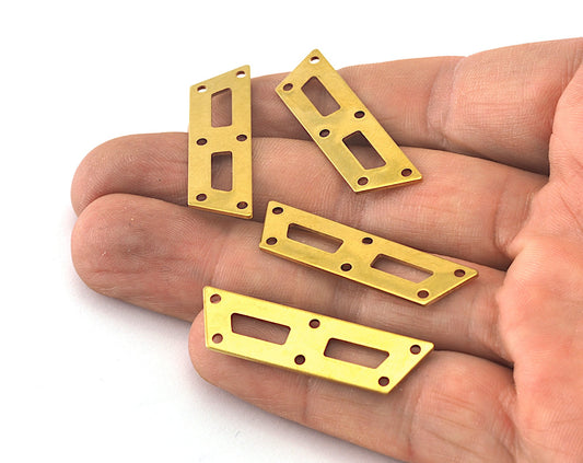 Trapezoid Rectangle 6 hole raw brass 37x10mm connector charms , findings (Optional Holes) OZ3587-180