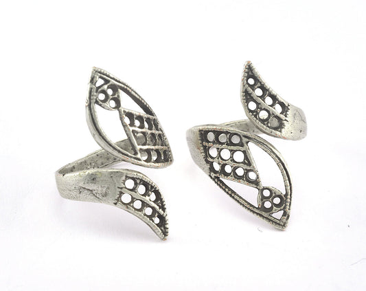 Adjustable Ring Antique Silver Plated filigree brass (20mm 10US inner size) OZ3592