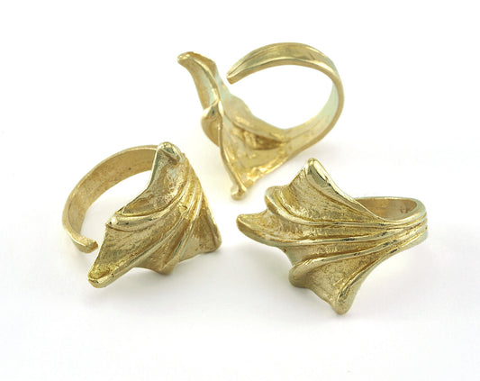 Leaf Ring Adjustable Raw Brass (20.5mm 10.5US inner size) Oz3076