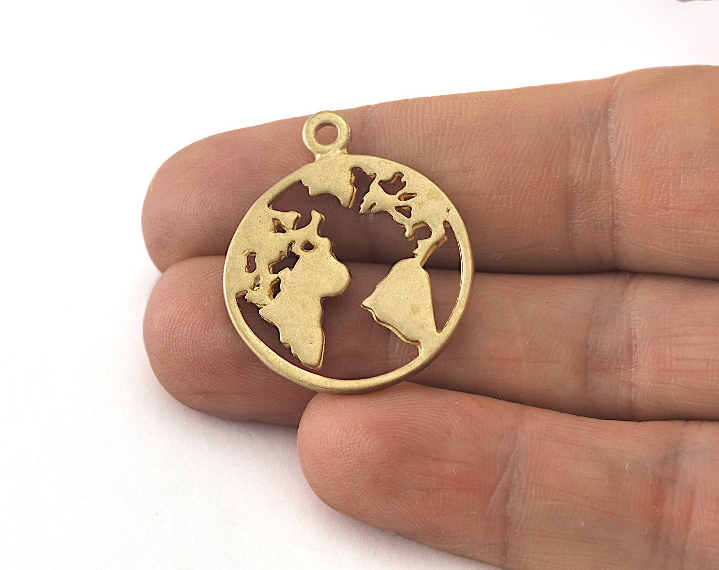 World pendant 29mm Raw Brass Globe Pendant, Earth Pendant, small continents, map charms oz3594