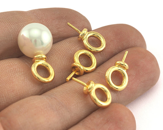 Pearl Holder, Peg upeyes screw eyes, Cup, Gold Plated brass, inner hole 5mm oz983-72