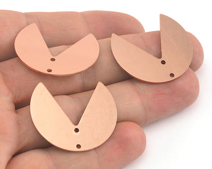 Geometric (Circular Sector) Charms Tag Raw Copper 30mm 0.8mm 2 hole Findings OZ2596-340