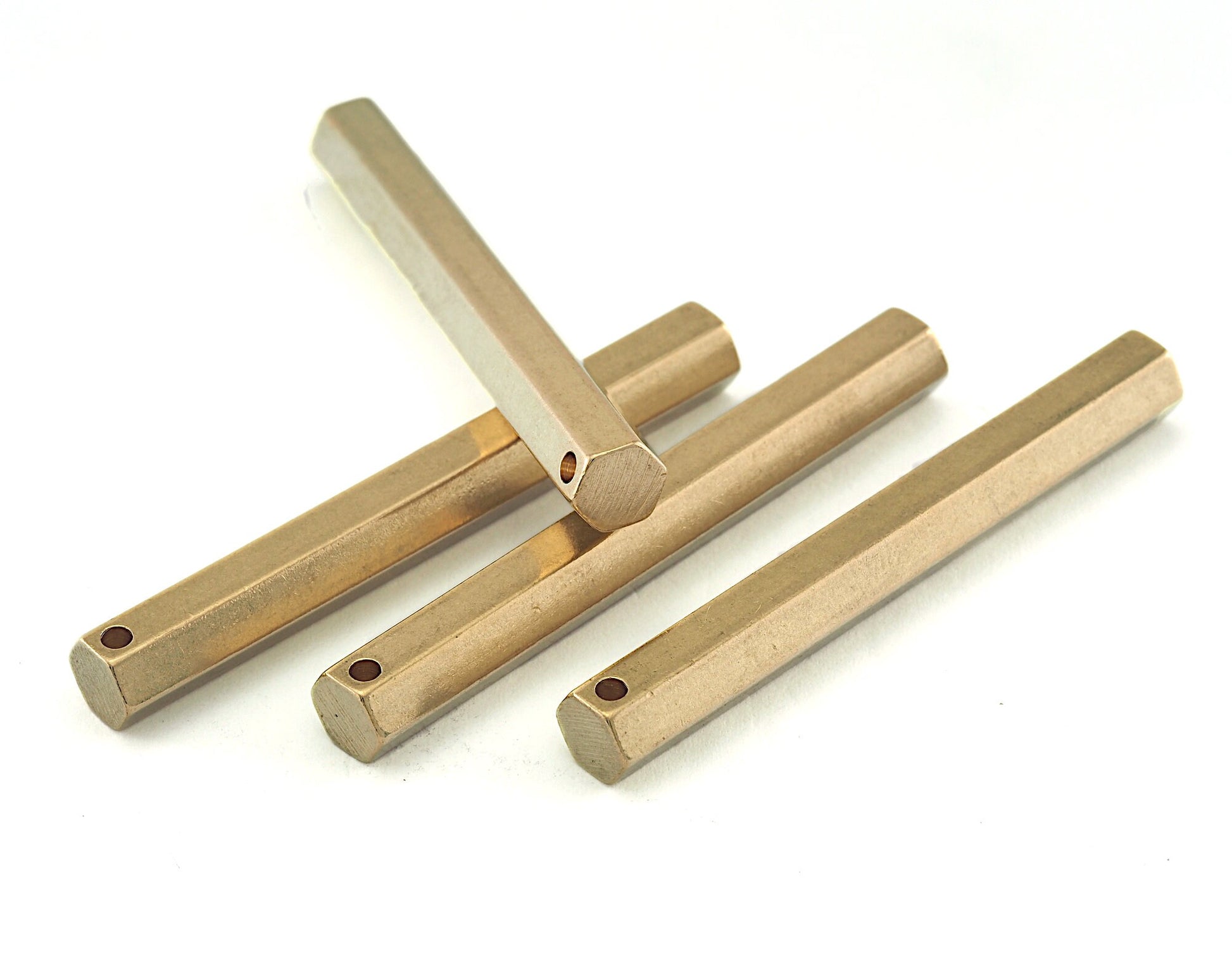 Hexagon Raw brass bar stamping 6x50mm 1 hole rod sbl650 OZ2569-1275