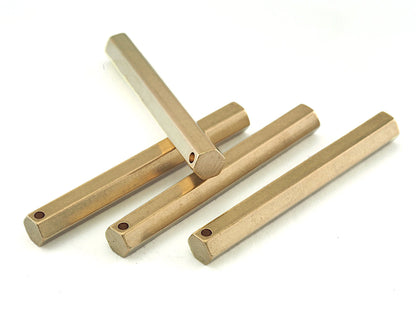 Hexagon Raw brass bar stamping 6x50mm 1 hole rod sbl650 OZ2569-1275
