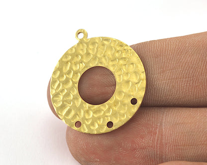 Hammered Round Charms Raw Brass 28x25mm (0.8mm thickness) one loop findings OZ3609-250