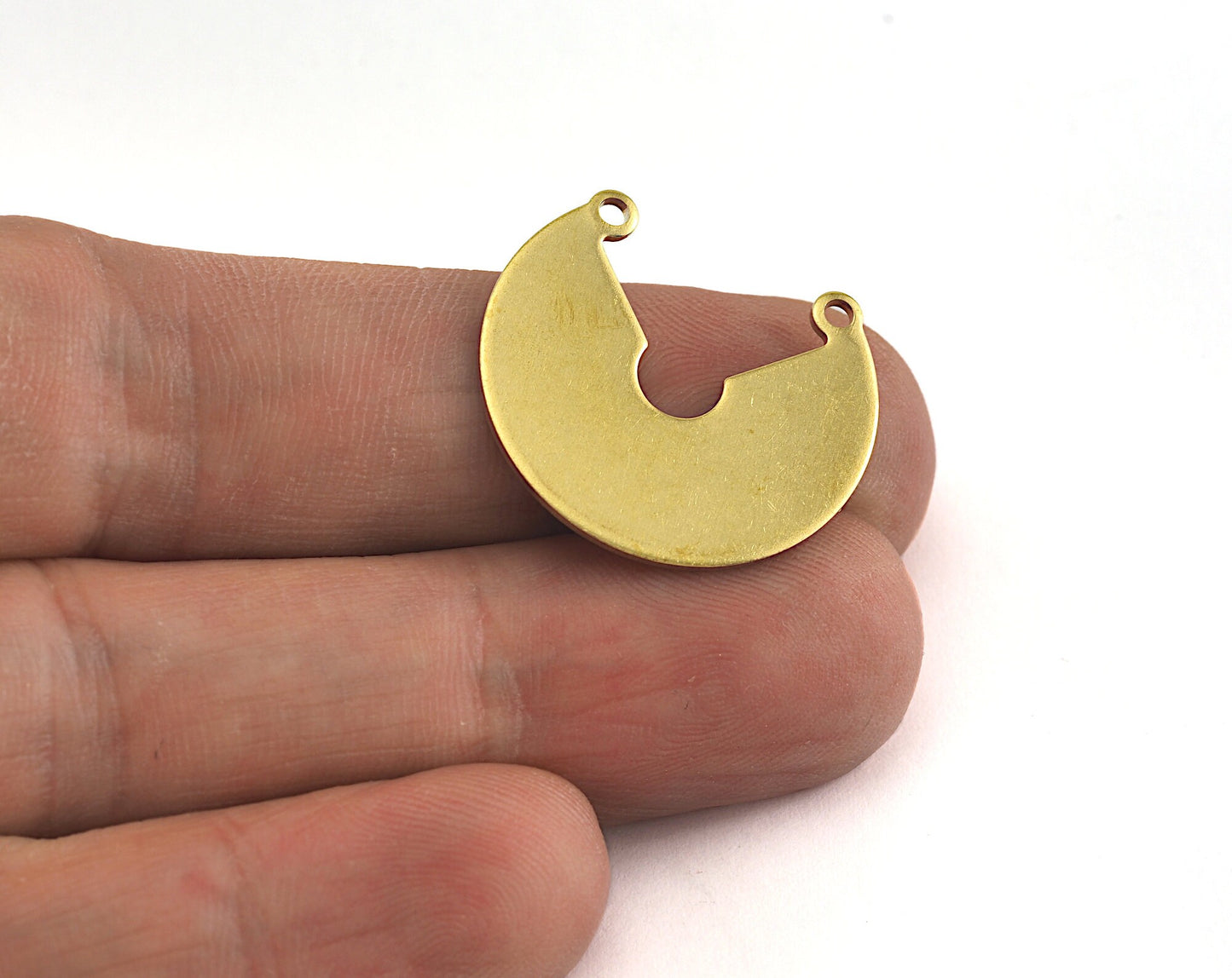 Geometric (Circular Sector) 2 Loop Charms Tag Raw Brass 23mm 0.8mm Findings OZ3612-200