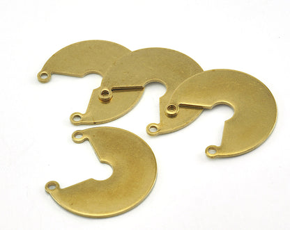 Geometric (Circular Sector) 2 Loop Charms Tag Raw Brass 23mm 0.8mm Findings OZ3612-200