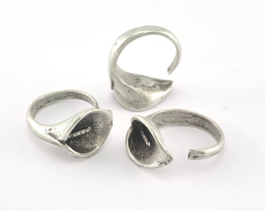 Flowers Ring Adjustable Ring Antique Silver plated brass (19.5mm 9.5US inner size) OZ3521