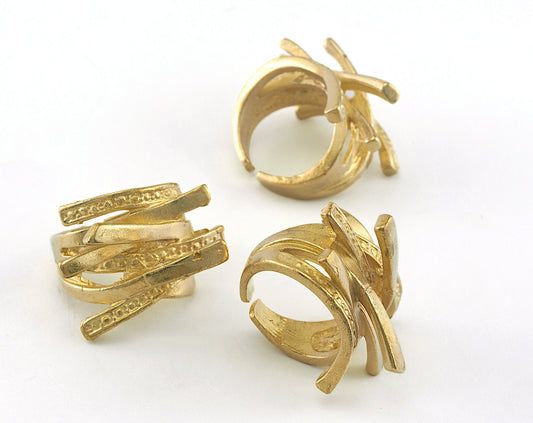 Rods Ring Adjustable Ring Raw brass (18mm 7.5US inner size) OZ4416