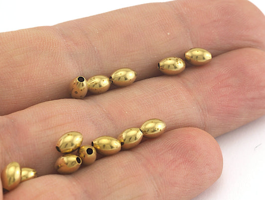 Oval Raw Brass Beads 6x4mm (hole 1.3mm) bab1 3618