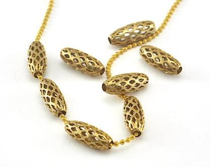 Oval Raw Brass Beads 12x5mm (hole 1.8mm) bab2 3618