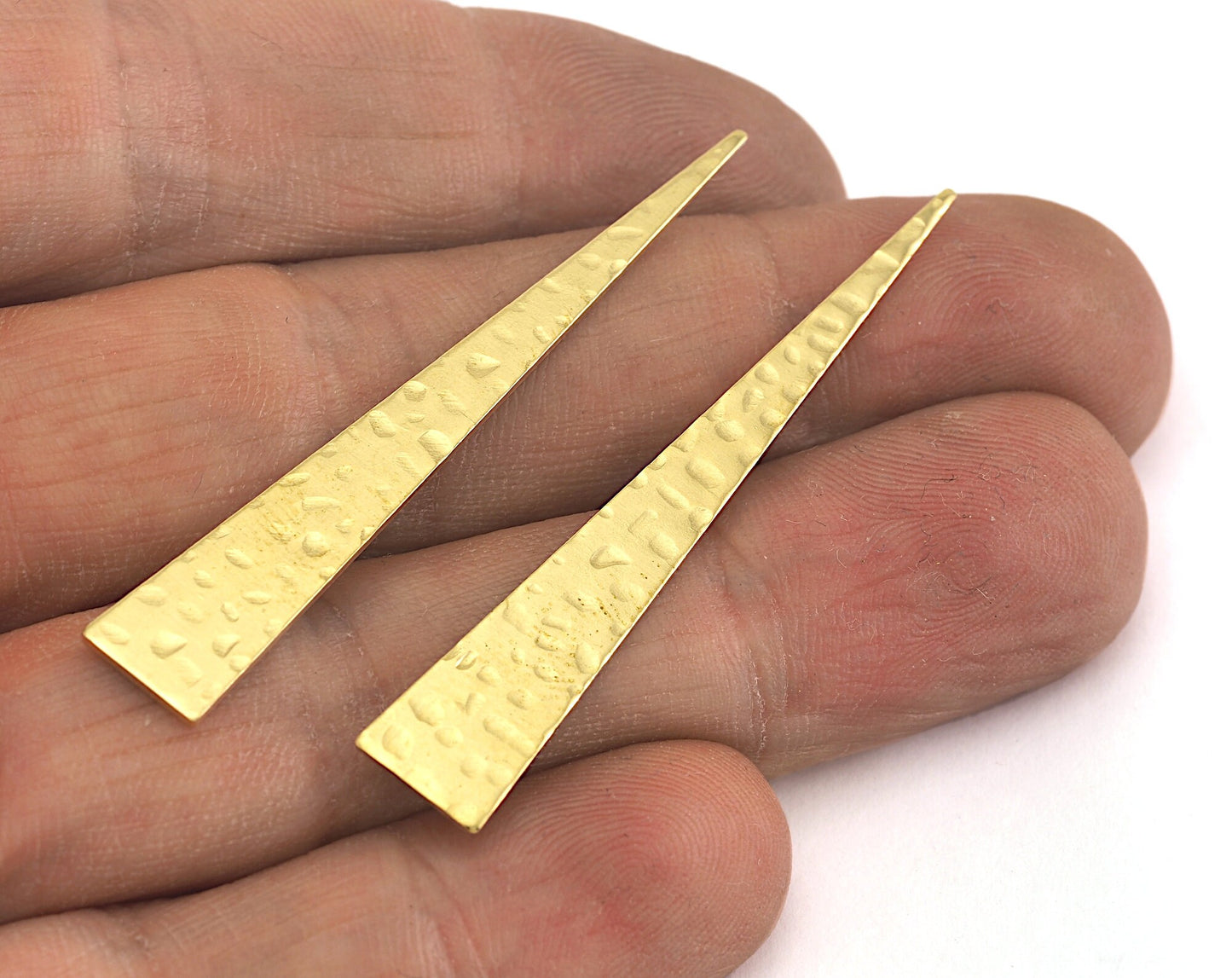Long Triangle hammered raw brass 8x50mm (0.8mm thickness) no hole charms findings OZ3620-150