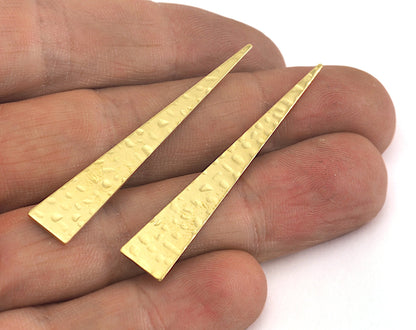 Long Triangle hammered raw brass 8x50mm (0.8mm thickness) no hole charms findings OZ3620-150