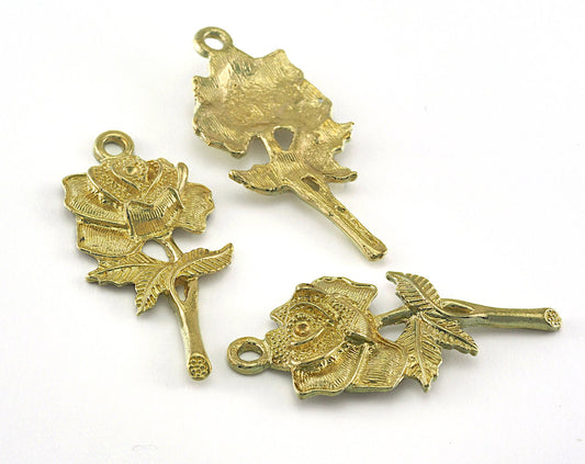 48mm Raw brass finding rose flower charms pendant 2883