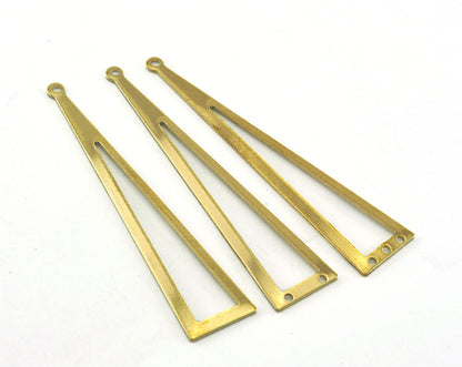 Triangle raw brass 60x13mm (0.8mm thickness) (Choose Hole) charms findings OZ3498-3499-3500