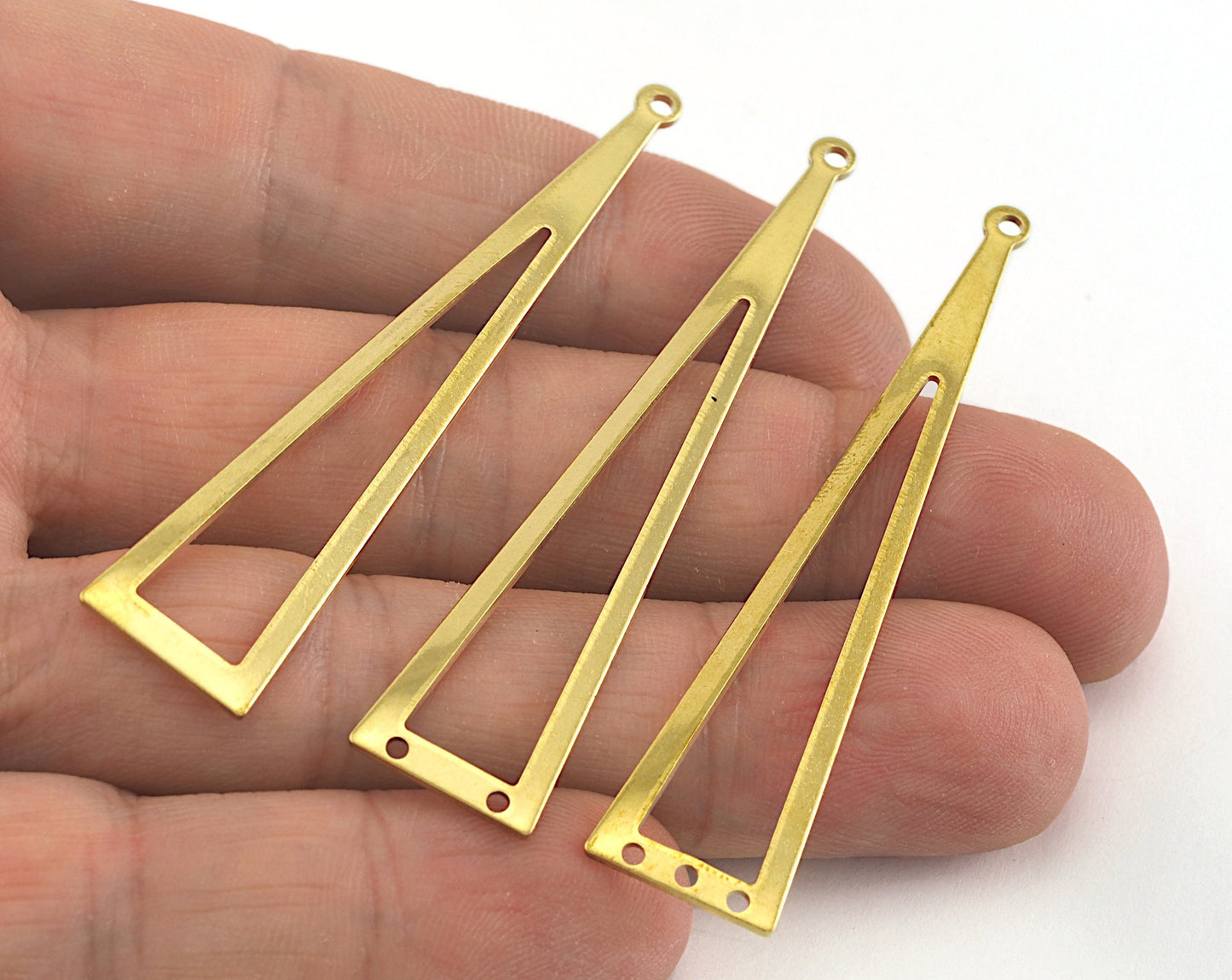 Triangle raw brass 60x13mm (0.8mm thickness) (Choose Hole) charms findings OZ3498-3499-3500