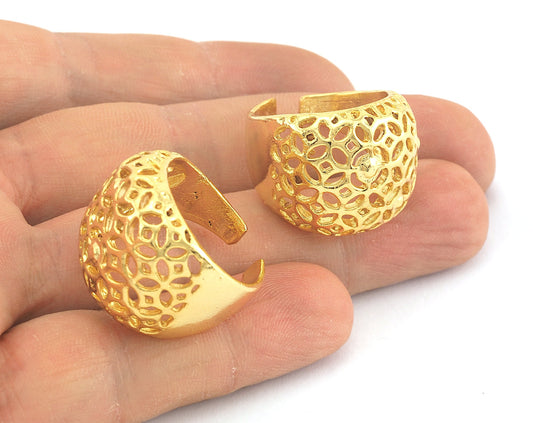 Shiny Gold Plated Adjustable Ring brass (19mm 9US inner size) OZ2667