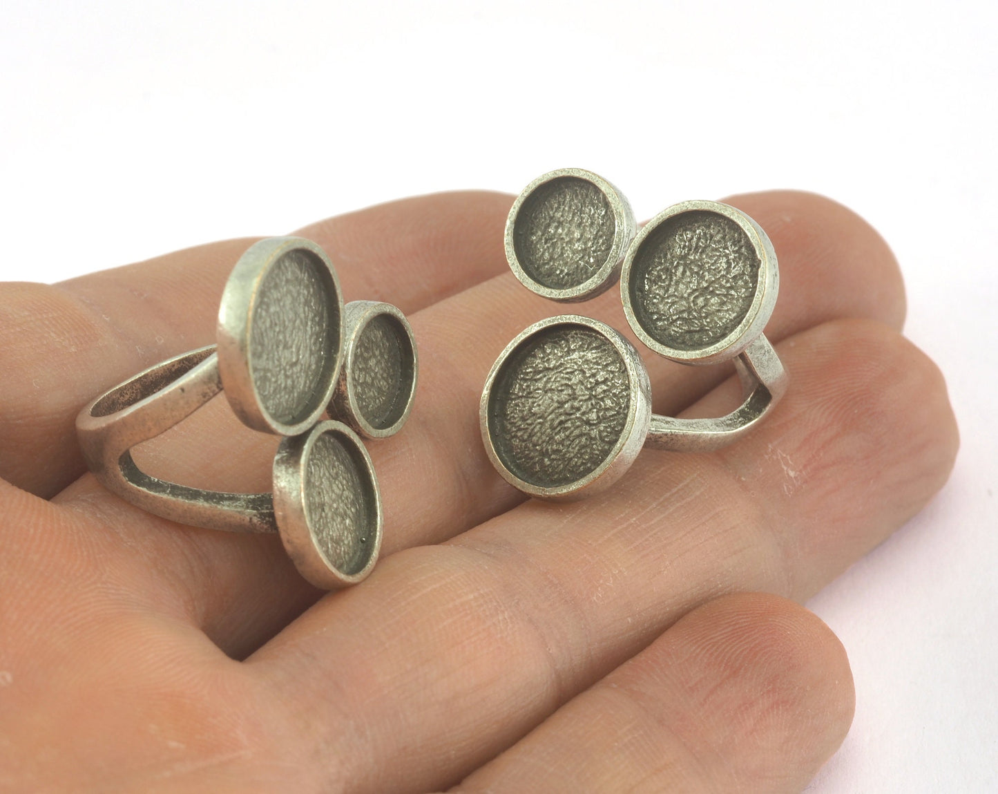 Ring Antique Silver Plated Adjustable Ring Bezel brass 22x21mm (17.5mm 7US inner size - Adjustable ) OZ3597