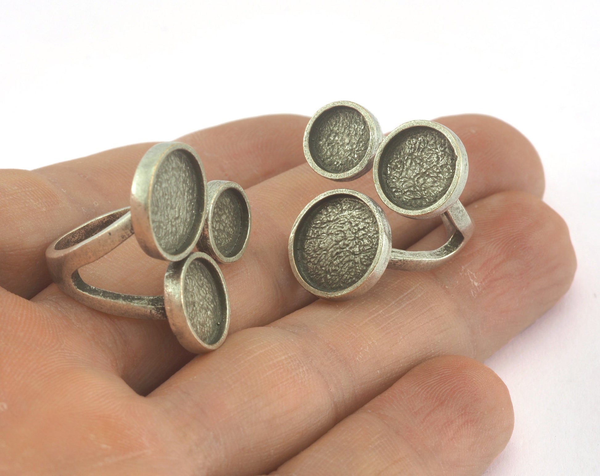 Ring Antique Silver Plated Adjustable Ring Bezel brass 22x21mm (17.5mm 7US inner size - Adjustable ) OZ3597