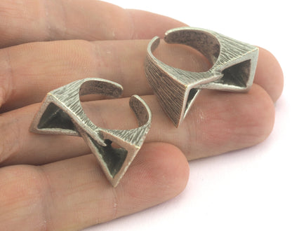 Triangle Adjustable Ring Antique Silver Plated brass (17mm 6.5US inner size) OZ3598