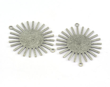 Sun Charms Connector 36x30mm 2 hole antique silver plated brass findings OZ3570-165