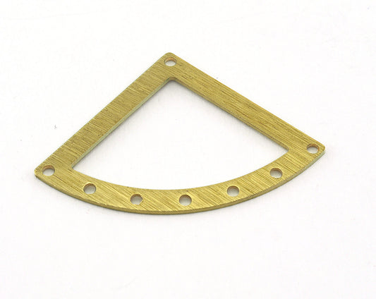 Brushed Triangle textured raw brass 27x39mm eight hole charms , findings earring OZ3519-175