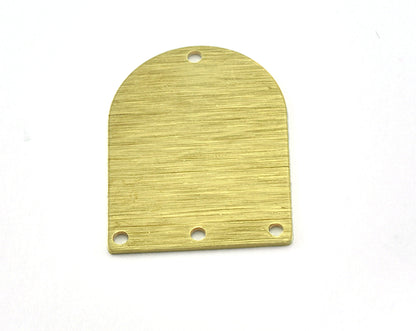 Brushed Semi Circle Rectangle 4 holes Charms Raw Brass 28x21mm 0.8mm thickness Findings OZ3536-360