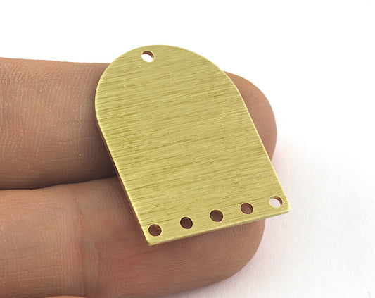 Brushed Semi Circle Rectangle 6 holes Charms Raw Brass 28x21mm 0.8mm thickness Findings OZ3537-360